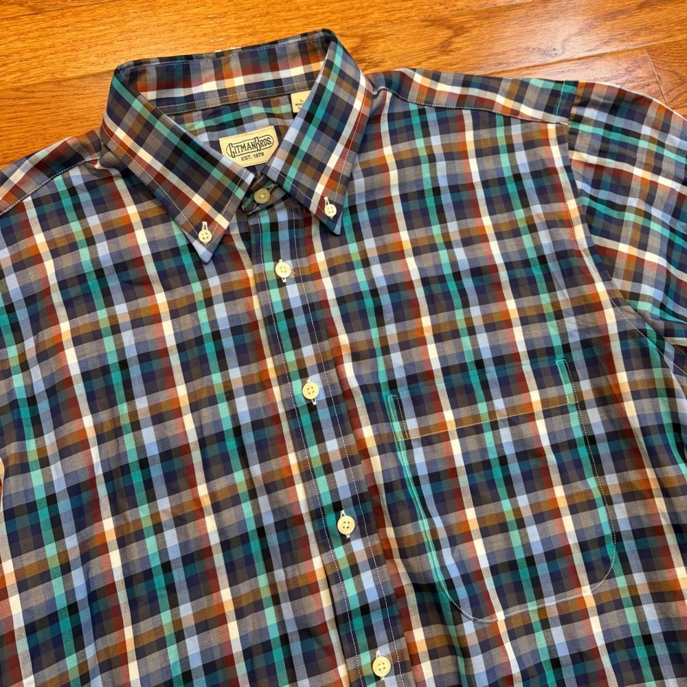 Vintage Gitman Bros USA Button-Down Shirt Mens Large Colorful Plaid Long Sleeve